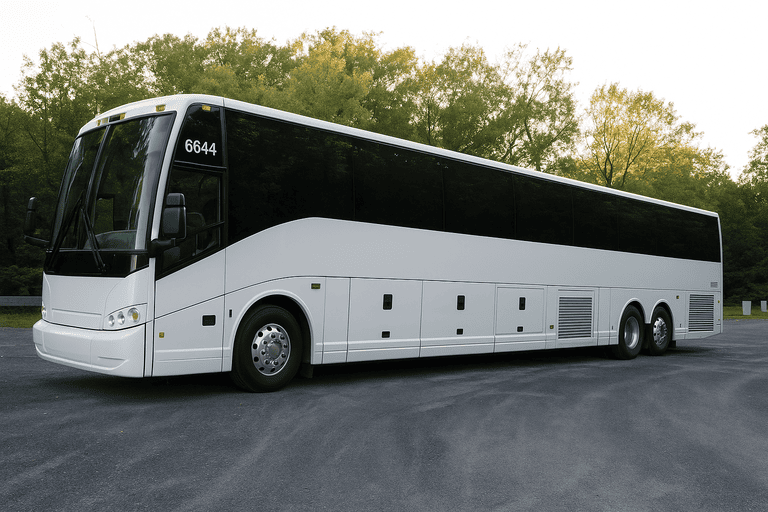 exterior of Charter Bus Rental Madera coach bus